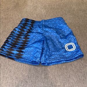Blue and Black Geometric Athletic Shorts